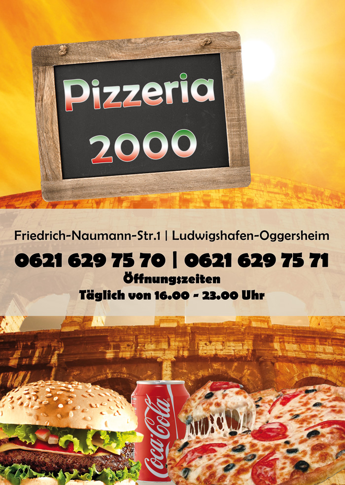 Speisekarte Pizzeria 2000 Ludwigshafen